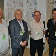 Участники международной конференции  "Проблемы повышения эффективности разработки нефтяных месторождений на поздней стадии" (слева направо: Т. Яруллин, Б. Сысоев, И. Хакимов, Д. Худяков)